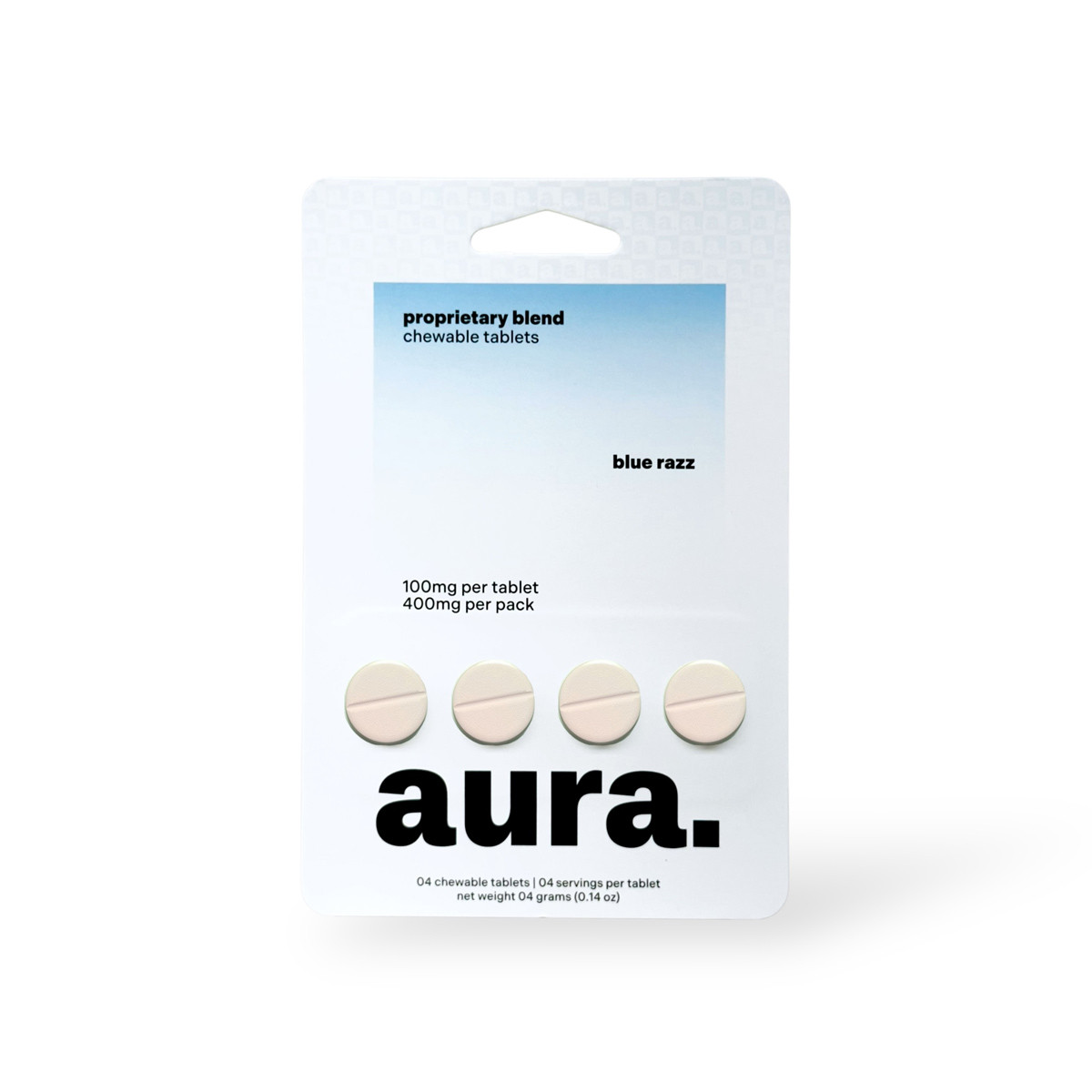 aura. Proprietary Blend Chewable Tablets Blue Razz 100mg Per Tablet