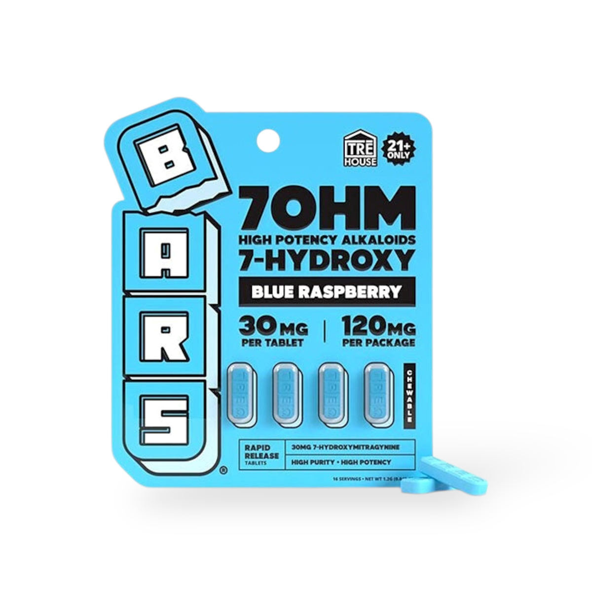 Tre House Bars 7OHM High Potency Alkaloids Chewable Tablets Blue
