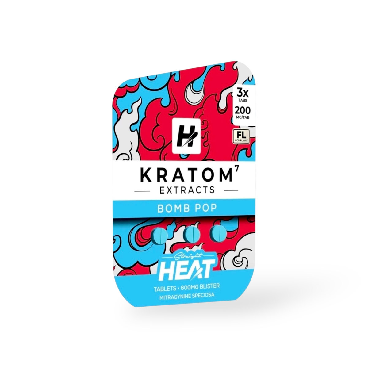 Straight Heat Kratom Extract Chewable Tablets Bomb Pop 200mg Per Tablet