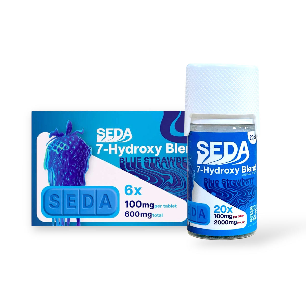 Seda 7-Hydroxy Blend Chewable Tablets Blue Strawberry 100mg