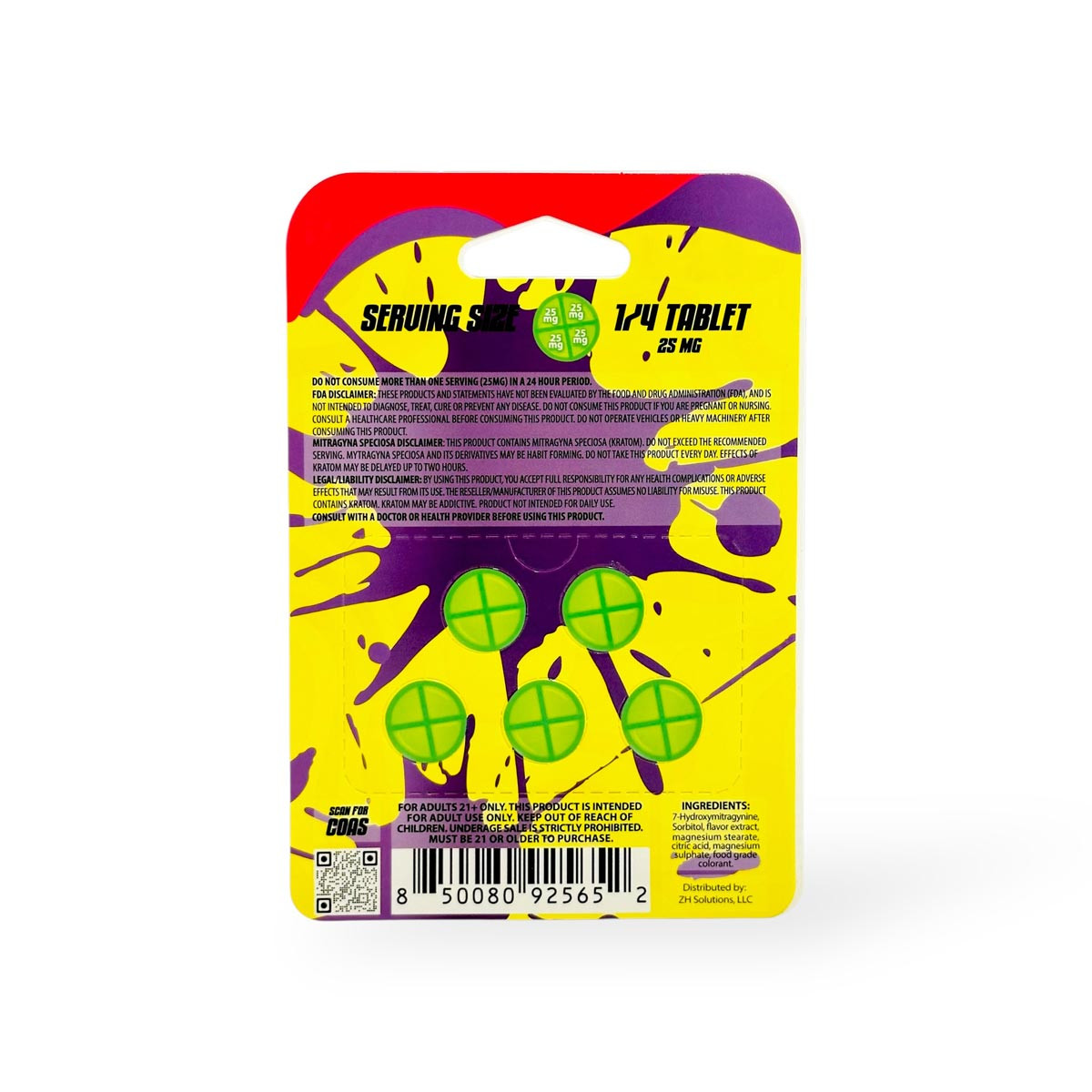 Zourz 7-Hydroxy Grape Bubblegum 100mg Tabs