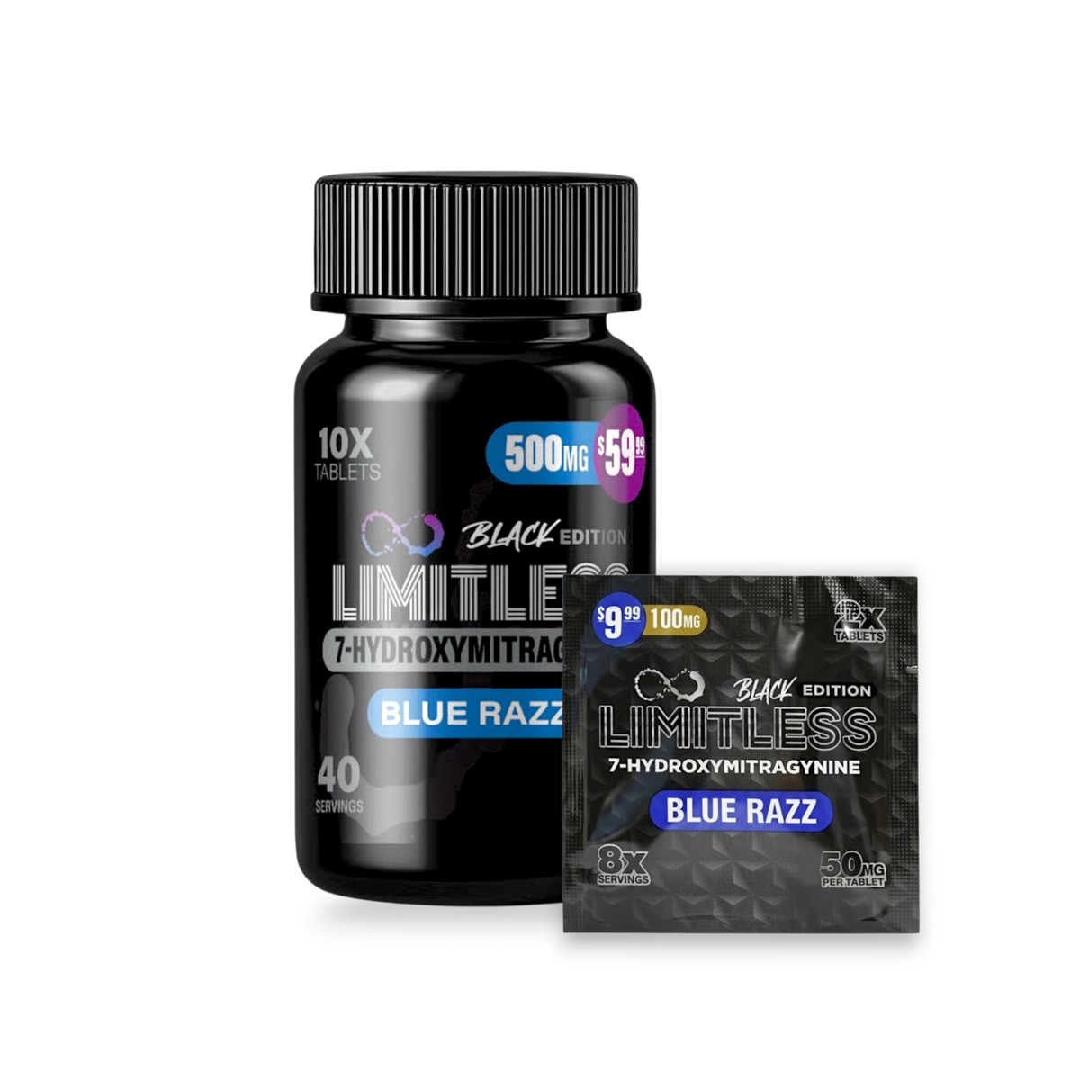 Limitless Black Edition 7-Hydroxy Blue Razz 50mg Tablet