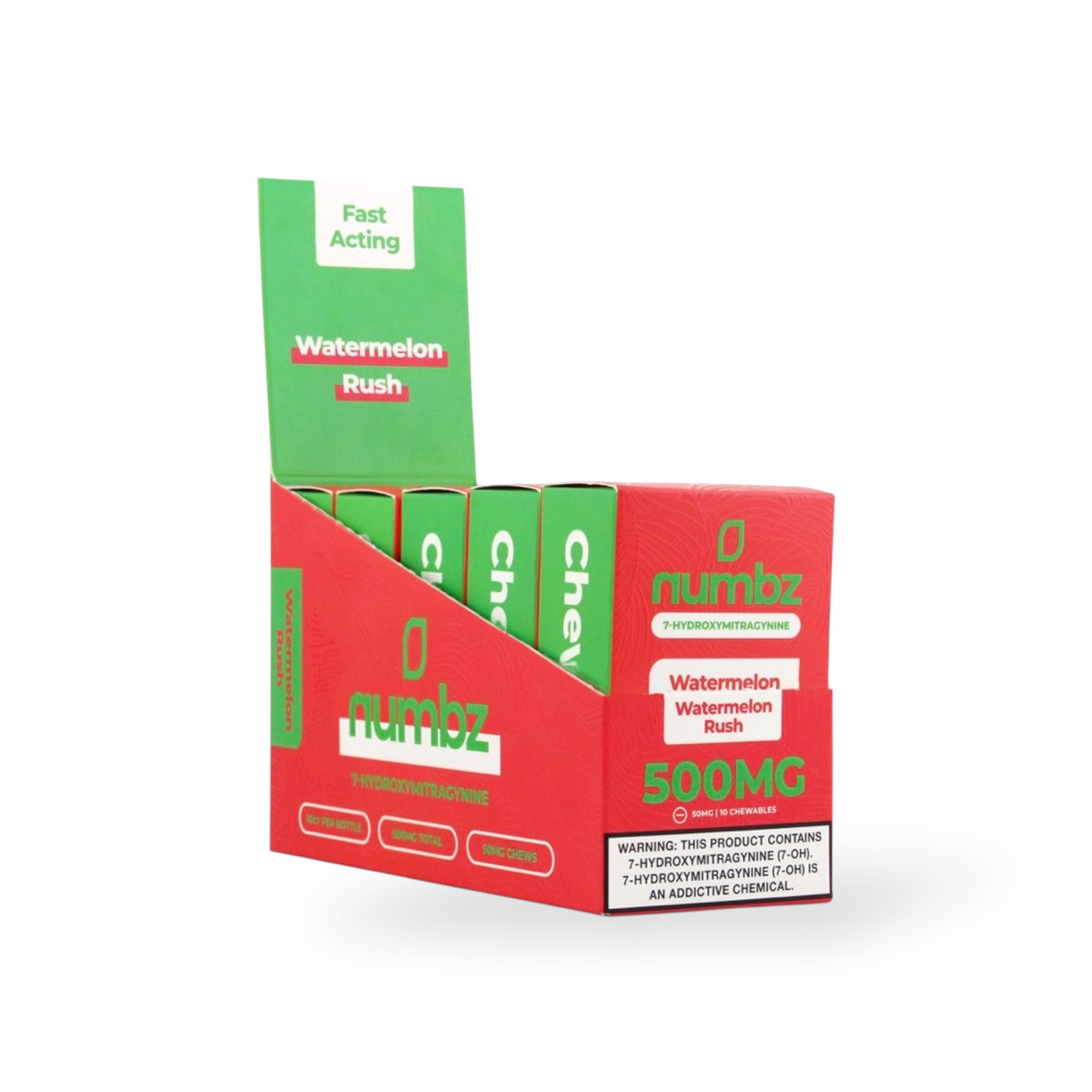 numbz 7- Hydroxymitragynine Chewable Watermelon Rush 50mg Tablet