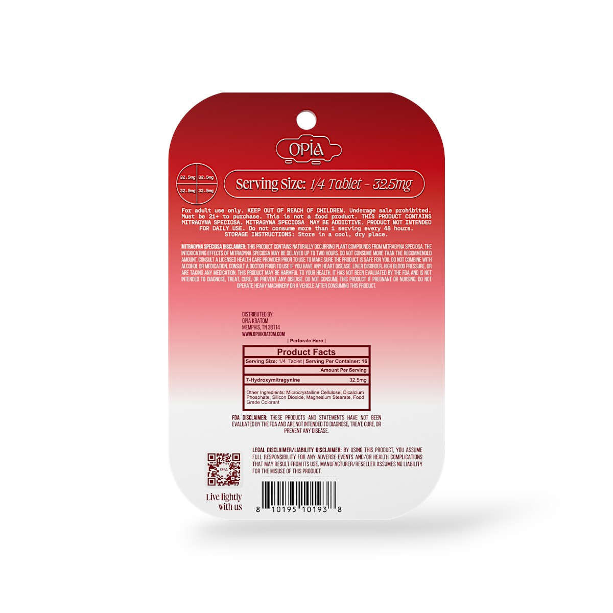 Opia Skyward 7-OH 130mg Sour Cherry Chewable Tablet