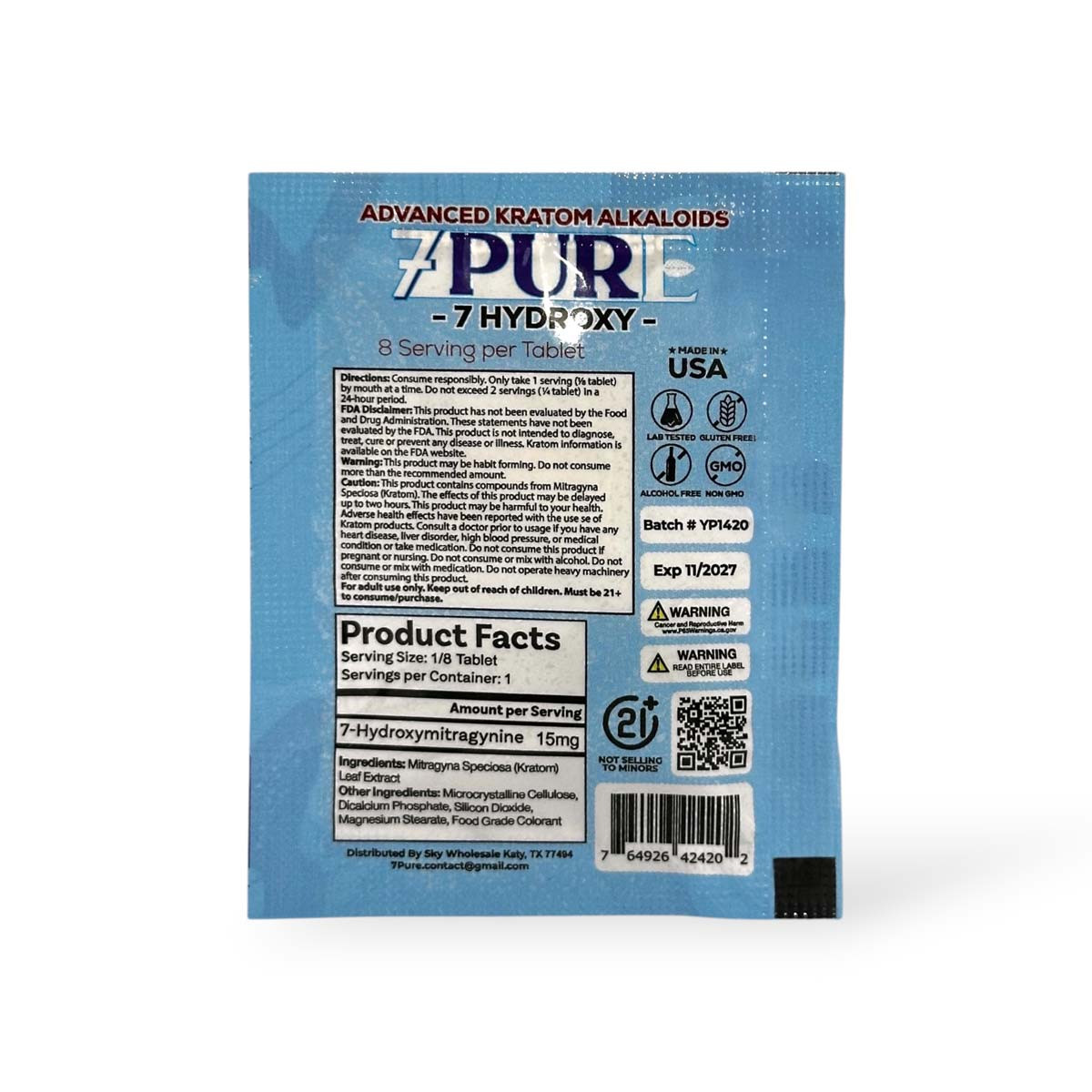 7Pure 7- Hydroxy Chewable Tablets Blue Razz 120mg