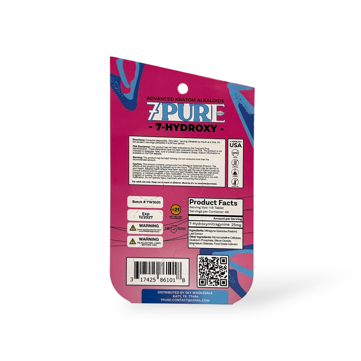 7Pure 7- Hydroxy Chewable Tablets Blue Razz 200mg