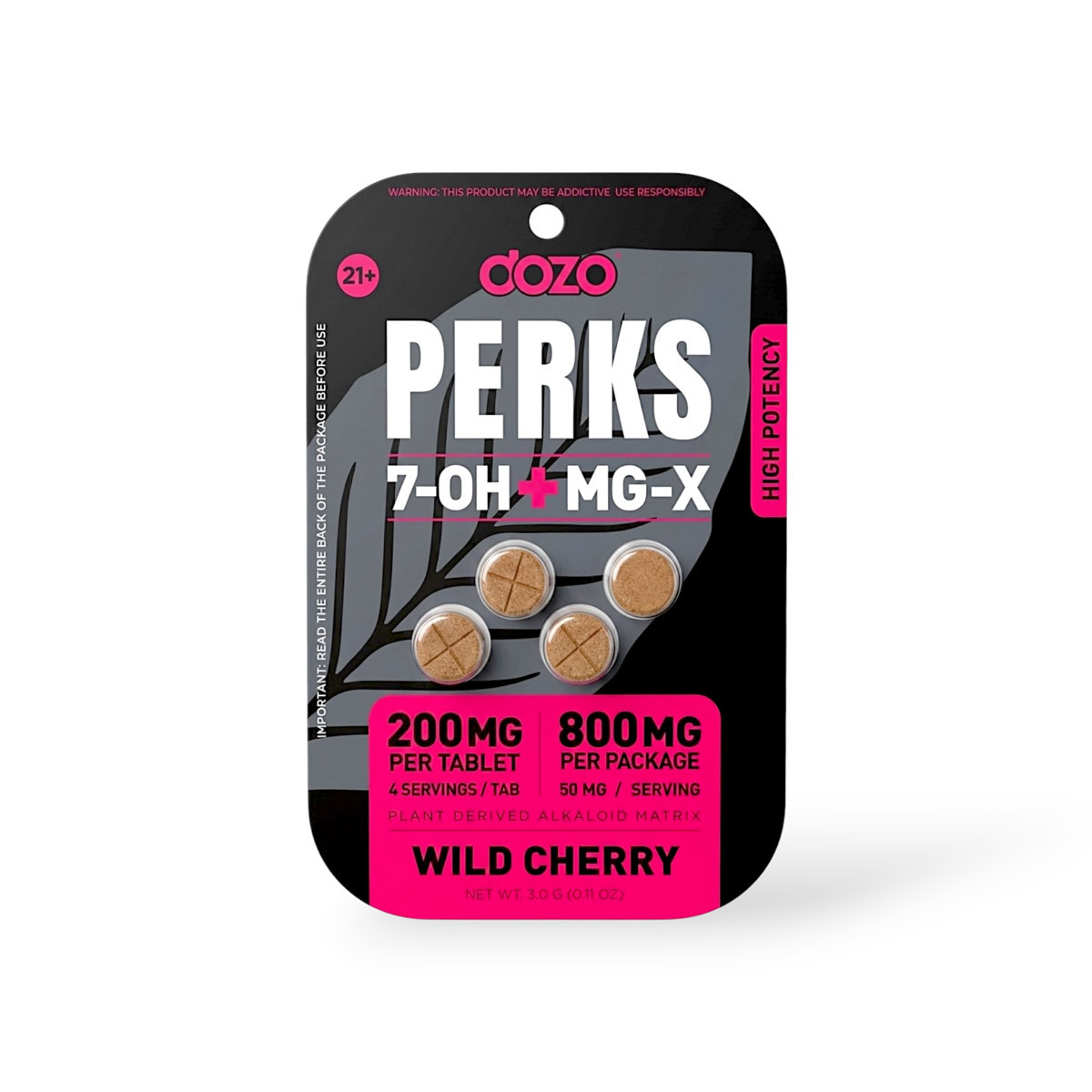 dozo Perks 7-OH + MG-X Chewable Tablets Wild Cherry 200mg