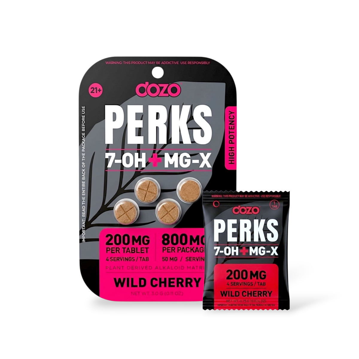 dozo Perks 7-OH + MG-X Chewable Tablets Wild Cherry 200mg