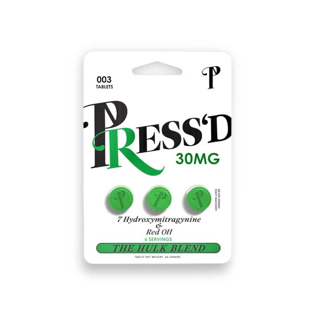 Press'D Kratom Hulk 7-hydroxymitragynine & Red OH Pseudo Tablets 3ct 30mg - Image 3