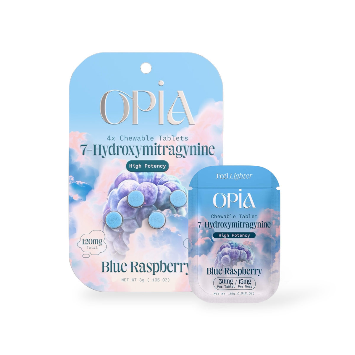 Opia 7-Hydroxymitragynine Chewable Tablets Blue Raspberry 30mg Per Tablet - Image 3