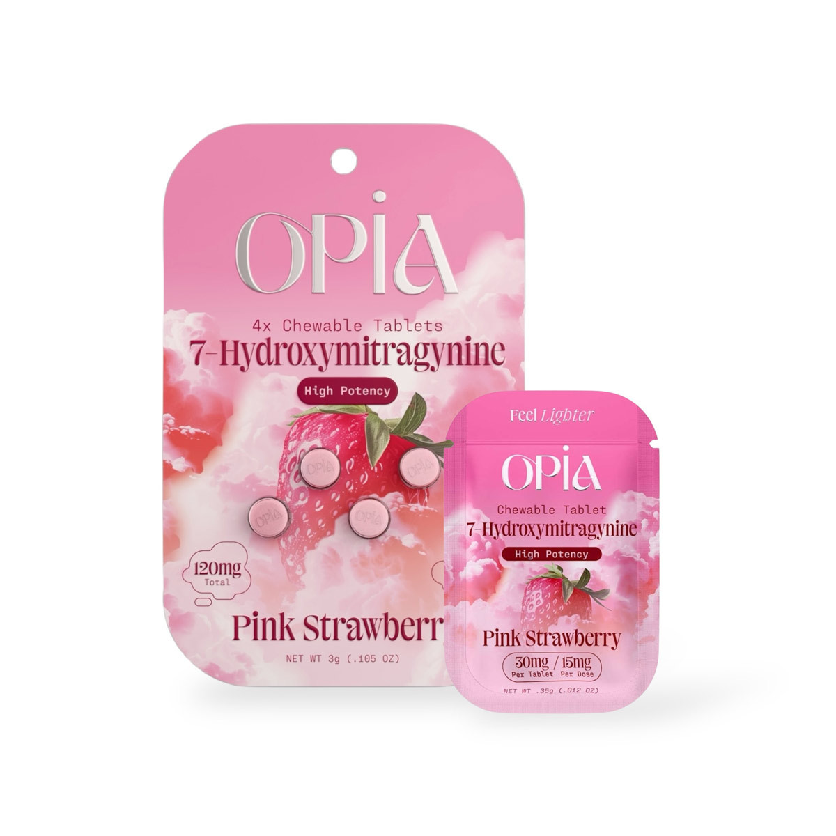 Opia 7-Hydroxymitragynine Chewable Tablets Pink Strawberry 30mg Per Tablet - Image 3