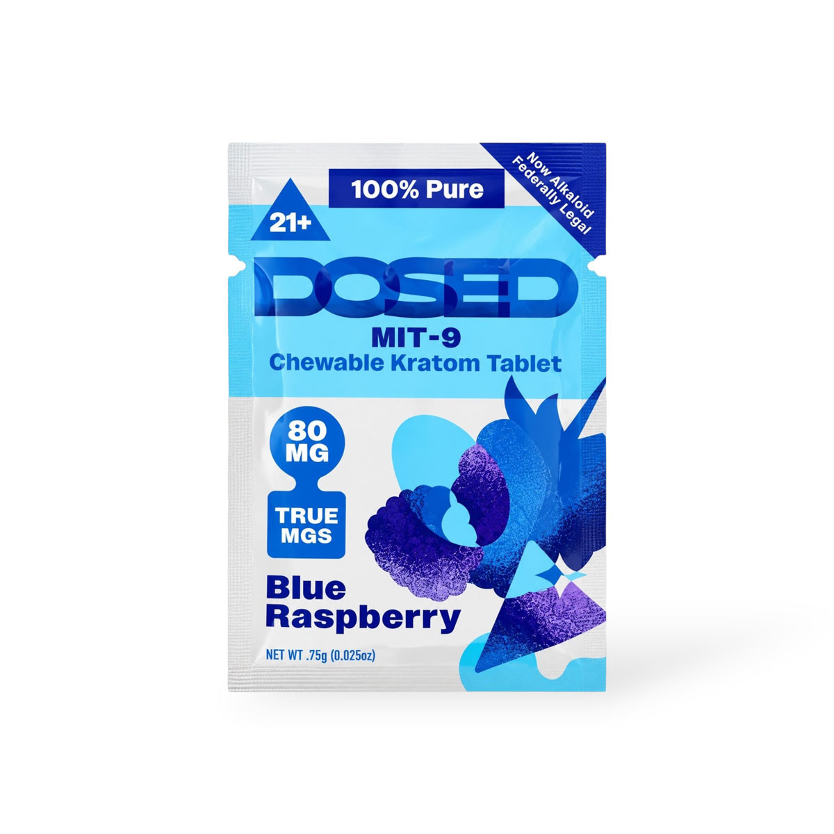 Dosed MIT-9 Kratom Chewable Tablets Blue Raspberry 80mg