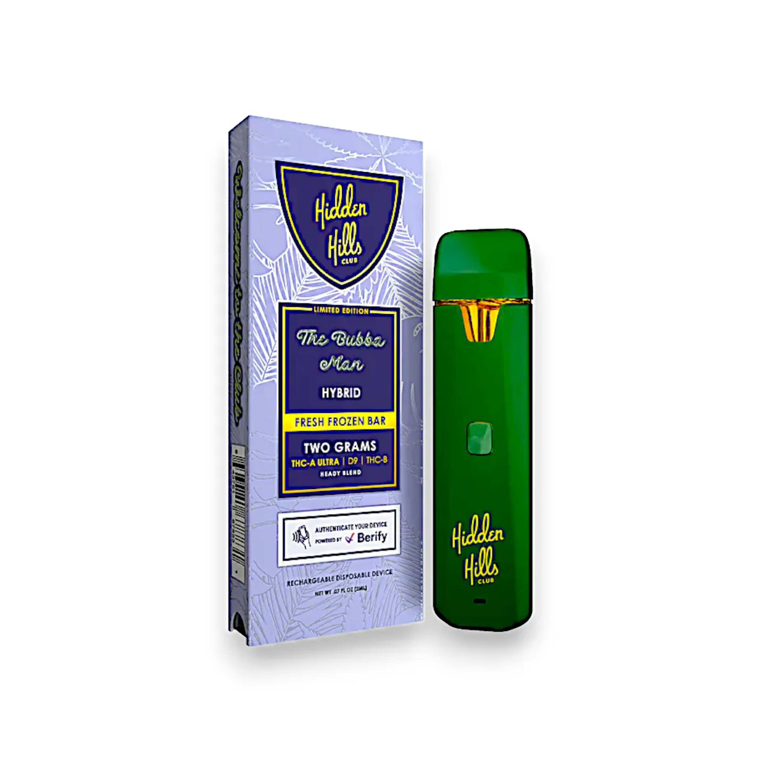 Hidden Hills Club Fresh Frozen Bar Disposable Vape Sativa Bloo Dream 2g