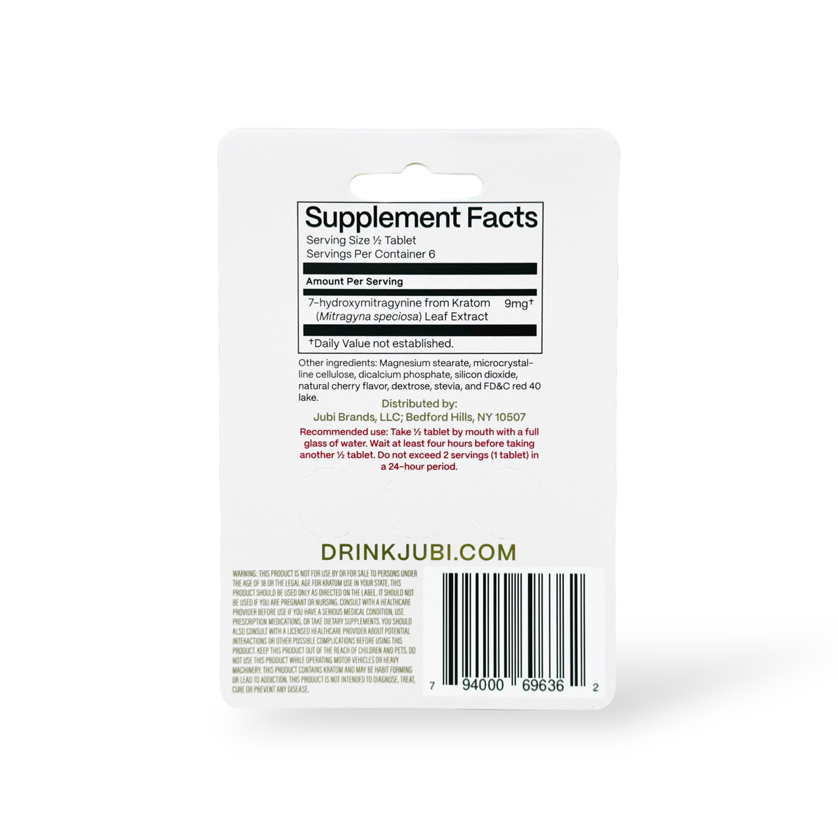 Jubi R jubi 7-Hydroxymitragynine Chewable Tablets 18mg Per Tablet