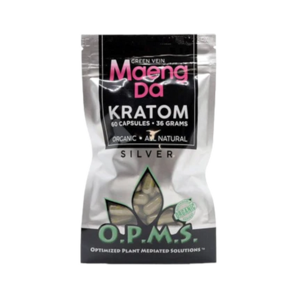 OPMS Silver Maeng Da Kratom Capsules Green Vein