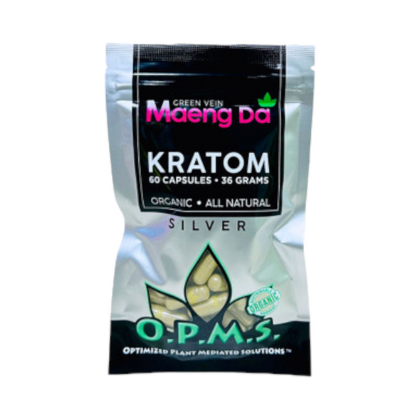 OPMS Silver Maeng Da Kratom Capsules Green Vein 60ct