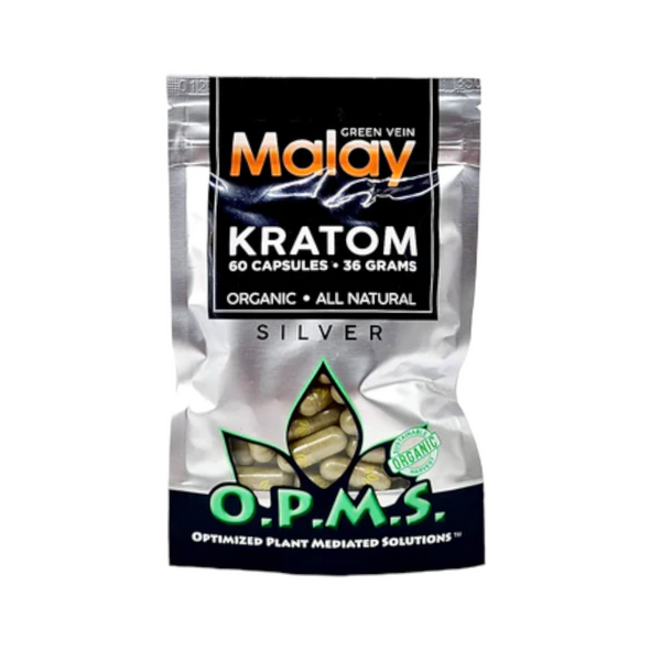 OPMS Silver Malay Kratom Capsules Green Vein 60ct