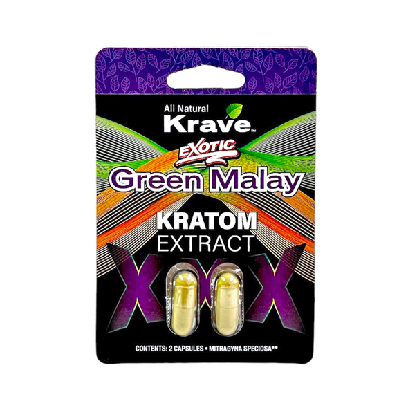 Krave Kratom Extract Capsules Green Malay 2 Ct