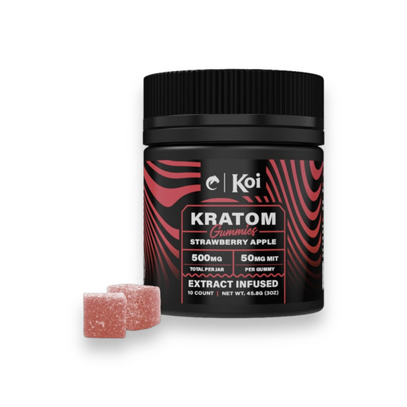 Koi Kratom Extract Infused Gummies Strawberry Apple 500mg 10ct