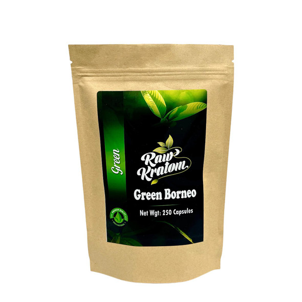 Raw Kratom Capsules Green Borneo 250 ct.