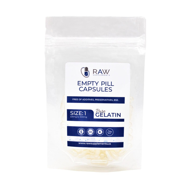 Raw Supplements Empty Gelatin Clear Capsules Size 1.