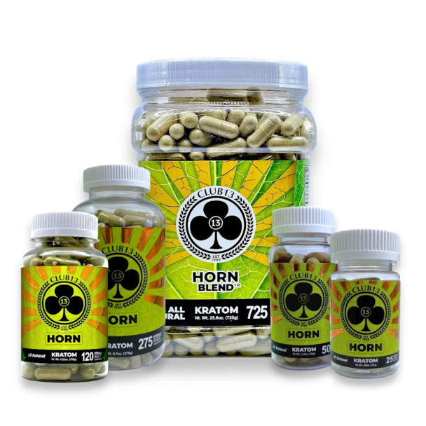 Club 13 975mg Kratom Capsules Horn
