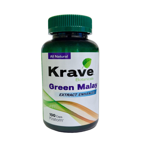 Krave Kratom Extract Enhanced Capsules Green Malay | 100 Ct