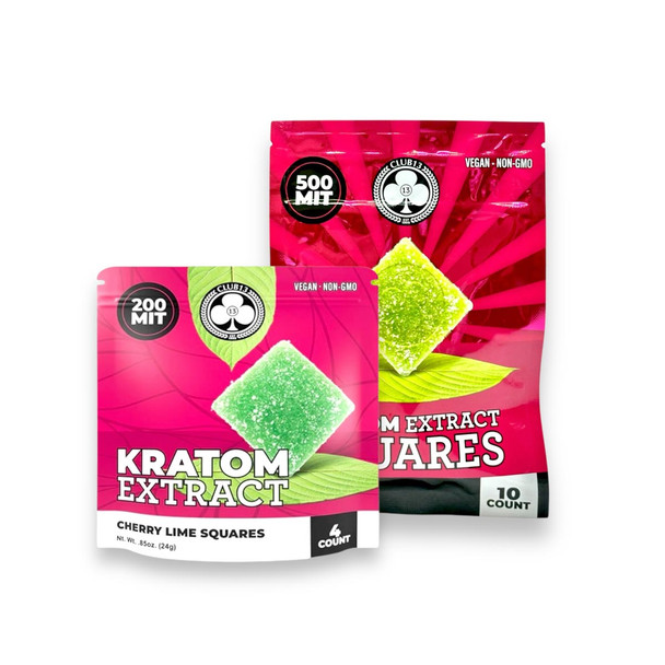 Club 13 Kratom Extract Gummies Cherry Lime Squares - Delicious
