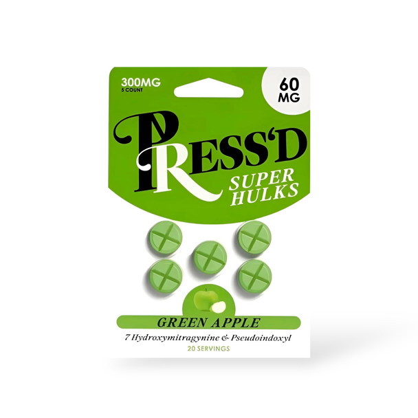 Press'D Kratom Super Hulks 7-Hydroxymitragynine Green Apple 60mg