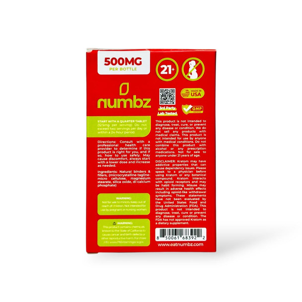 numbz 7-OH + Minor Alkaloids Chewable Tablets Cherry Limeade 50mg