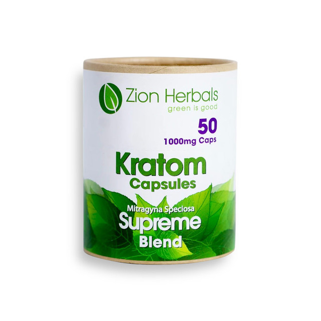 Zion Herbals Kratom Jumbo Capsules Supreme Blend 1000mg 50ct