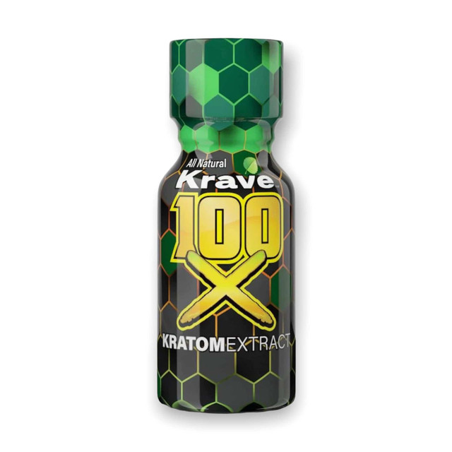 Krave 100x Liquid Kratom Extract Bottle.