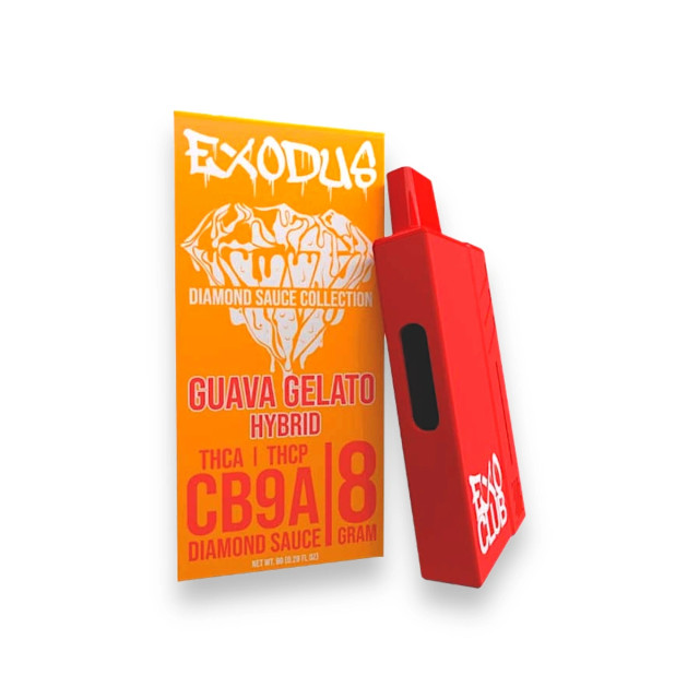 Exodus Diamond Sauce Disposable Vape Hybrid Guava Gelato 8g