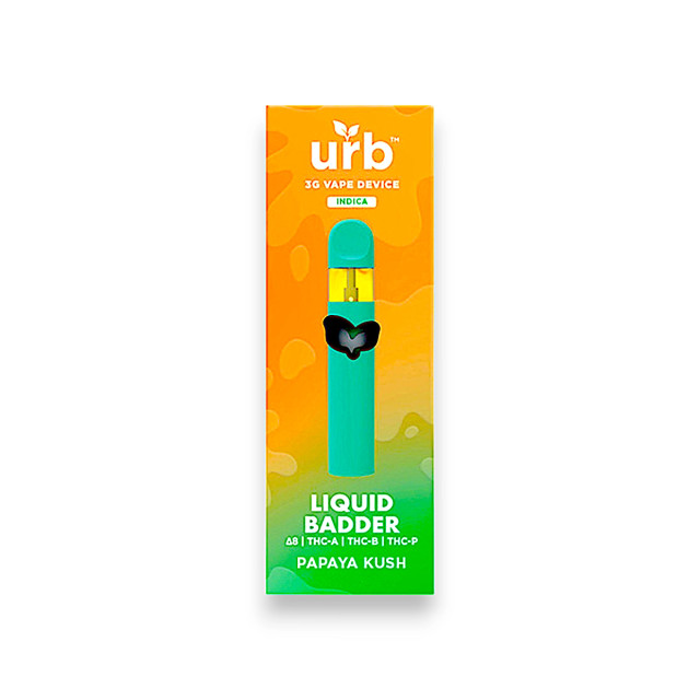 Urb Liquid Badder Disposable Vape Indica Papaya Kush 3g