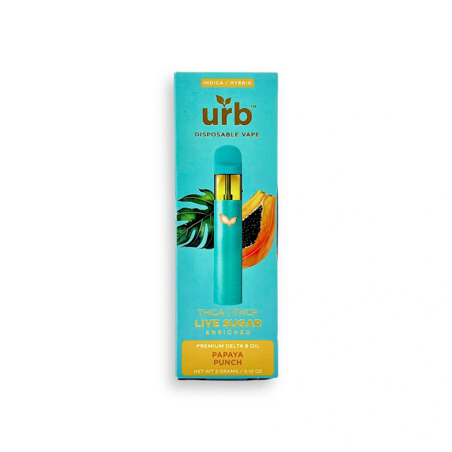 Urb Live Sugar Disposable Vape Indica Hybrid Papaya Punch 3g