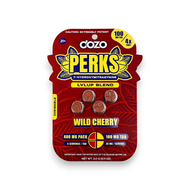 Dozo Perks Extreme Potency 7-OH LVLUP Wild Cherry 100mg  | 4ct