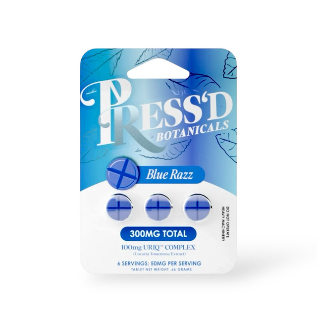 Press'D Botanicals URIQ  Complex Blue Razz 100mg Per Tablet | 3ct