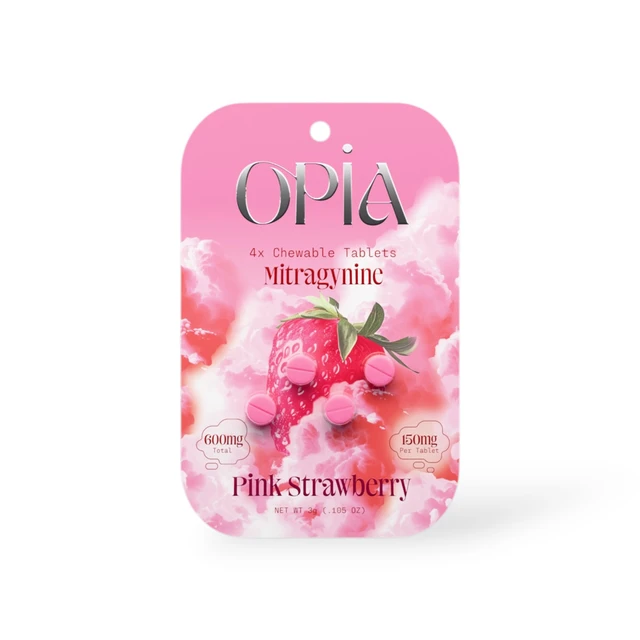 Opia Mitragynine 150mg Pink Strawberry Chewable Tablets | 4ct