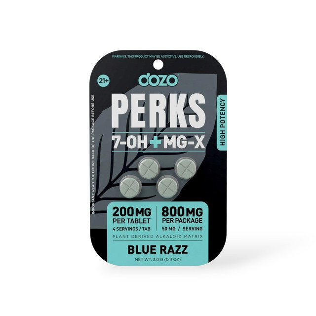 dozo Perks 7-OH + MG-X Chewable Tablets Blue Razz 200mg | 4ct