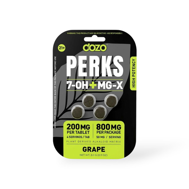 dozo Perks 7-OH + MG-X Chewable Tablets Grape 200mg | 4ct