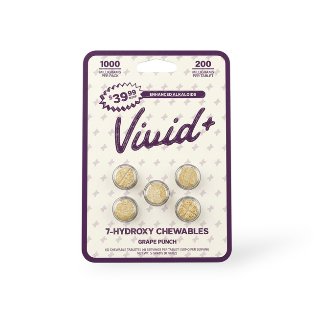 Vivid+ 7-Hydroxy Chewable Tablets Grape Punch 200mg | 5ct