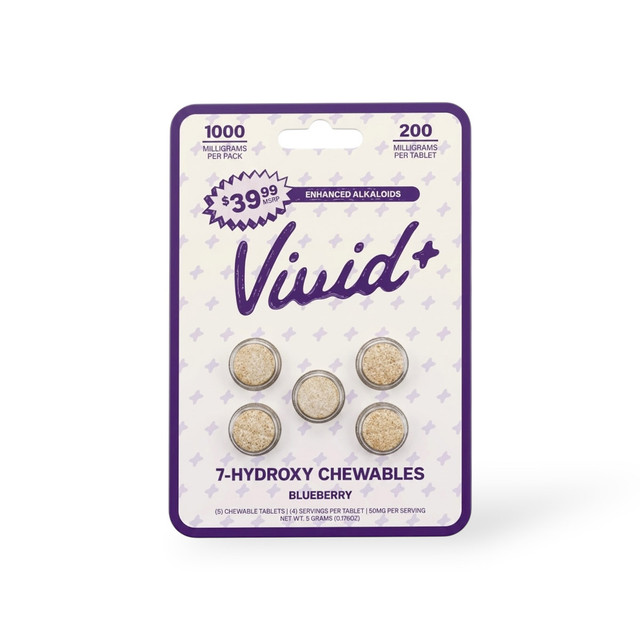 Vivid+ 7-Hydroxy Chewable Tablets Blueberry 200mg | 5ct