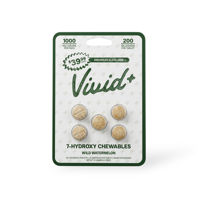 Vivid+ 7-Hydroxy Chewable Tablets Wild Watermelon 200mg | 5ct