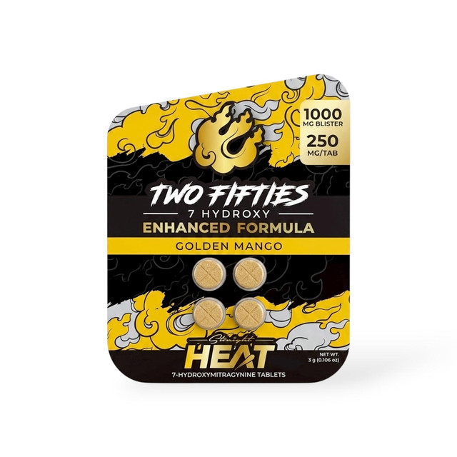 Straight Heat Two Fifties 7-Hydroxy Chewable Tablets Golden Mango 250mg | 4ct