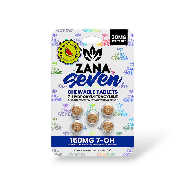 Zana Seven 7- Hydroxymitragynine Chewable Tablets Sour Watermelon 30mg | 5ct