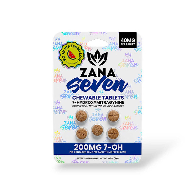 Zana Seven 7- Hydroxymitragynine Chewable Tablets Sor Watermelon 40mg | 5ct