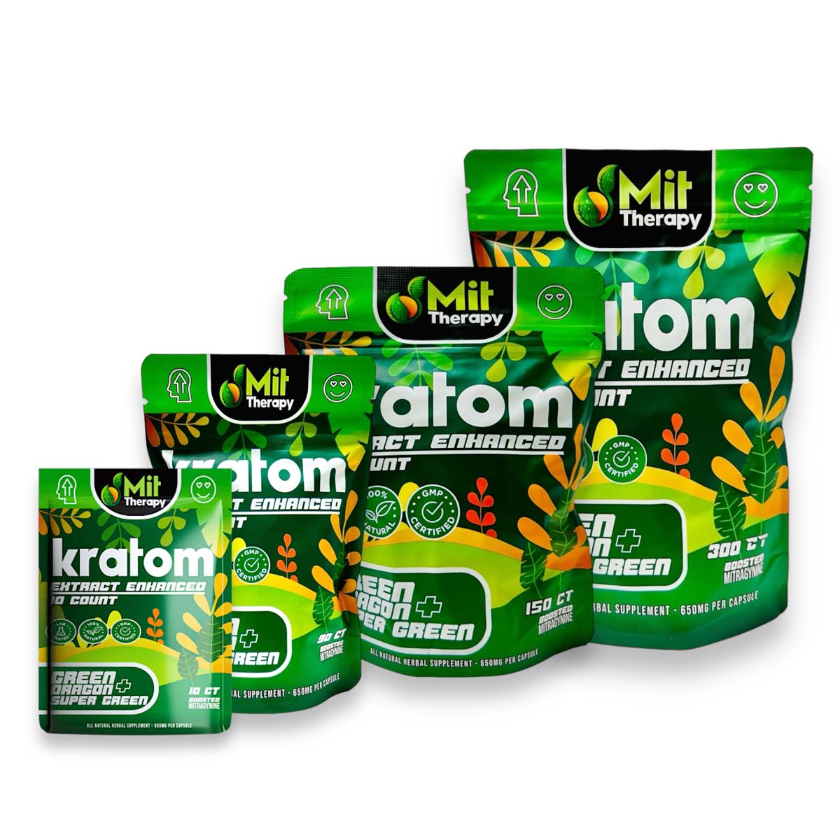 Mit Therapy Green Dragon + Super Green 650mg Kratom Extract Enhanced Capsules