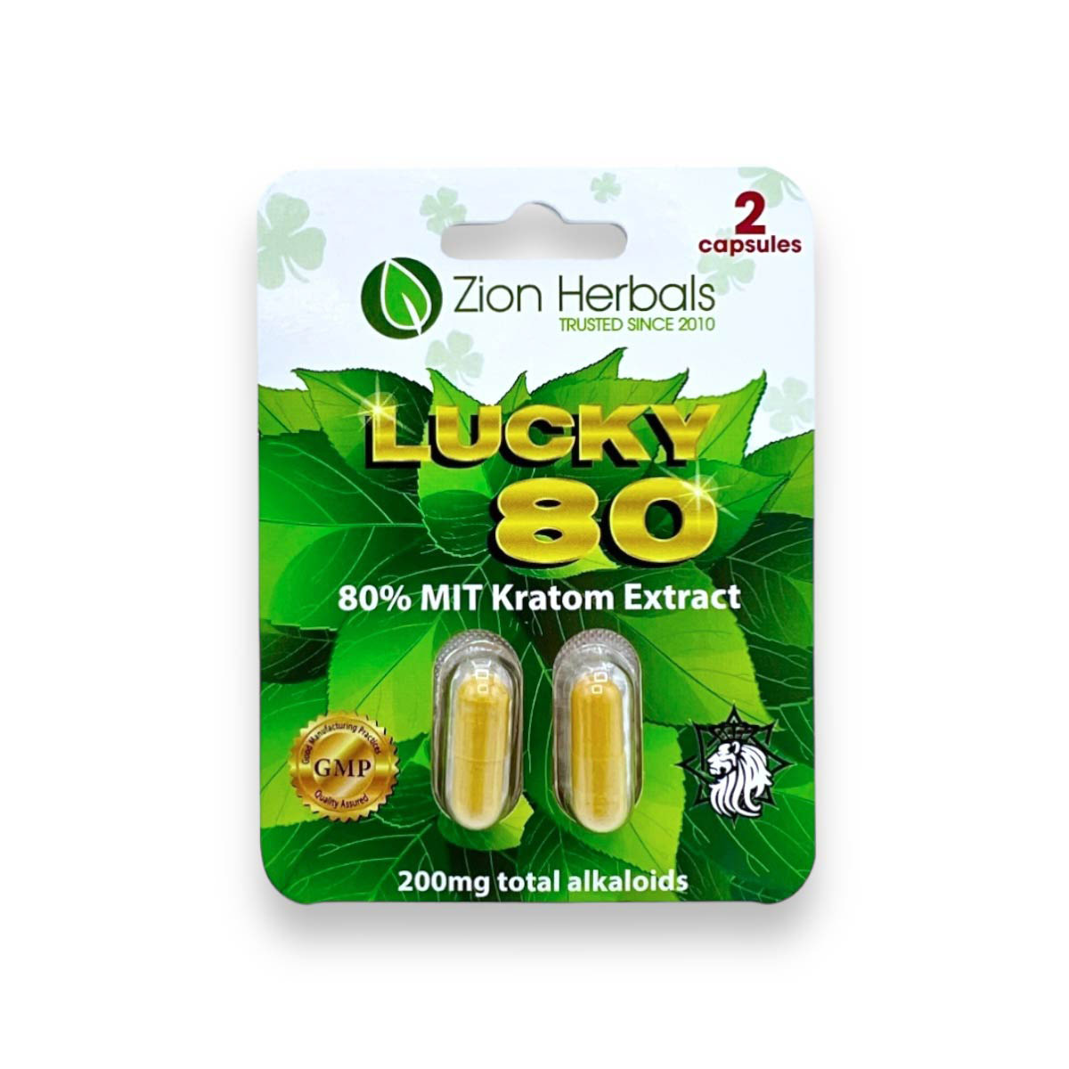 Zion Herbals Lucky 80 100mg Kratom Extract Capsules 2ct