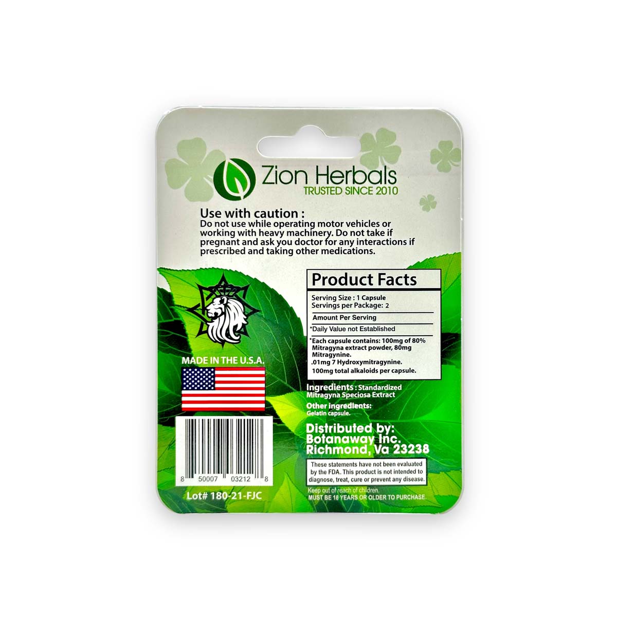 その他 Lucky Zion Herbals Kratom Extract Lucky 80 Capsules 2ct 200mg