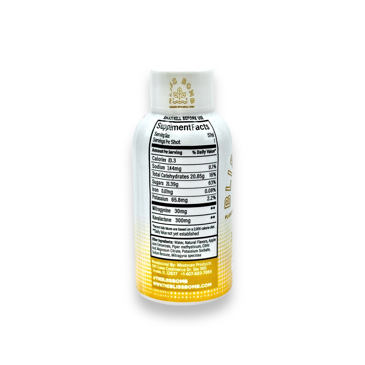 Bliss Bomb Kava Kratom Extract Shot Pineapple 57ml